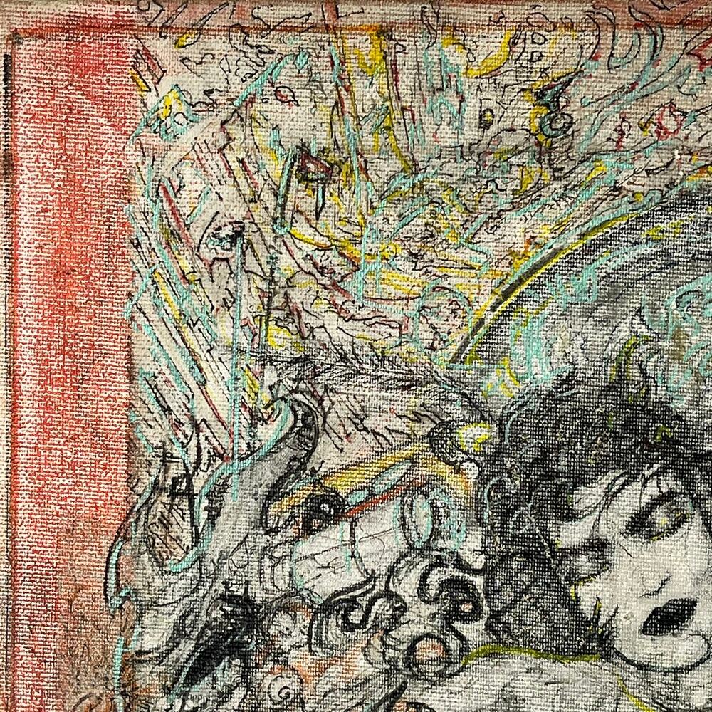 Drag King Original Abstract Figurative Painting Signed Mixed Media Canvas 20x16 - Picture 4 of 15